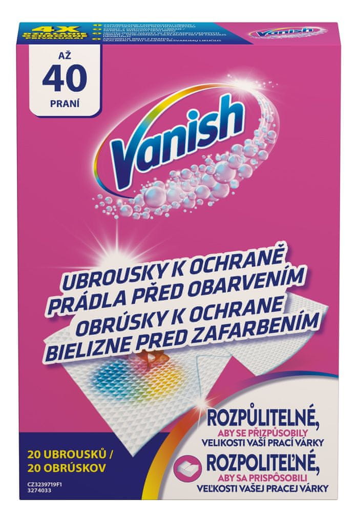 Vanish obrúsky Color Protect 20 ks, 40 praní